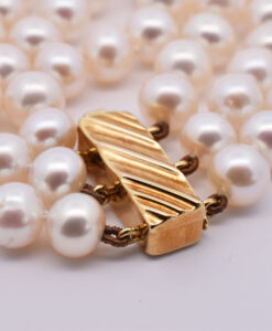 JKa Kohle 9ct Gold Clasp Triple Row Cultured Pearl Necklace