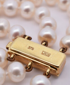 JKa Kohle 9ct Gold Clasp Triple Row Cultured Pearl Necklace