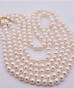 JKa Kohle 9ct Gold Clasp Triple Row Cultured Pearl Necklace
