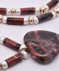 Vintage 9ct Gold Agate and Pearl Necklace