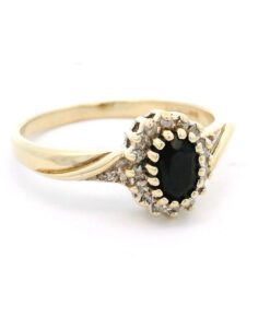 9ct Yellow Gold Sapphire and Diamond Cluster Ring