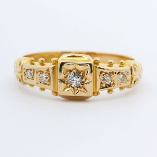 Antique 18ct Gold Diamond Five Stone Ring