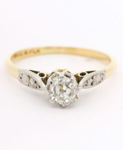 Vintage Gold & Platinum Diamond Solitaire Ring