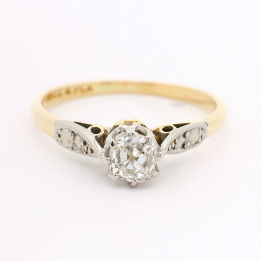 Vintage Gold & Platinum Diamond Solitaire Ring