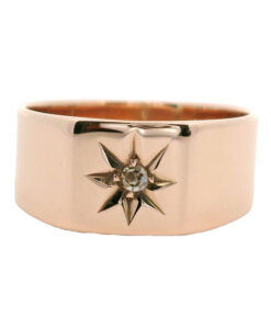 Antique Rose Gold Diamond Star Signet Ring