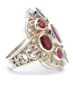 Boho Sterling Silver Ruby Filigree Ring