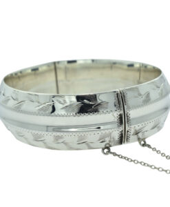 Vintage Solid Sterling Silver Textured Bangle