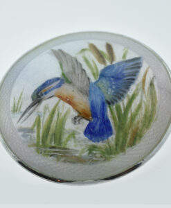 Sterling Silver Enamel Kingfisher Brooch dated 1948