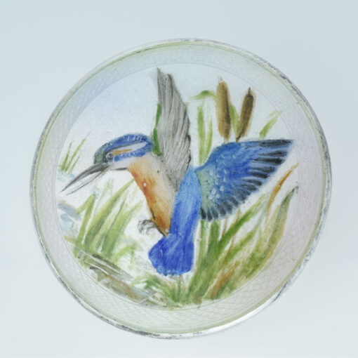 Sterling Silver Enamel Kingfisher Brooch dated 1948