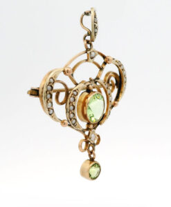 Antique 9ct Gold Peridot and Pearl Pendant