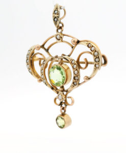Antique 9ct Gold Peridot and Pearl Pendant