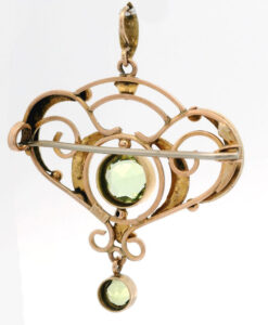 Antique 9ct Gold Peridot and Pearl Pendant