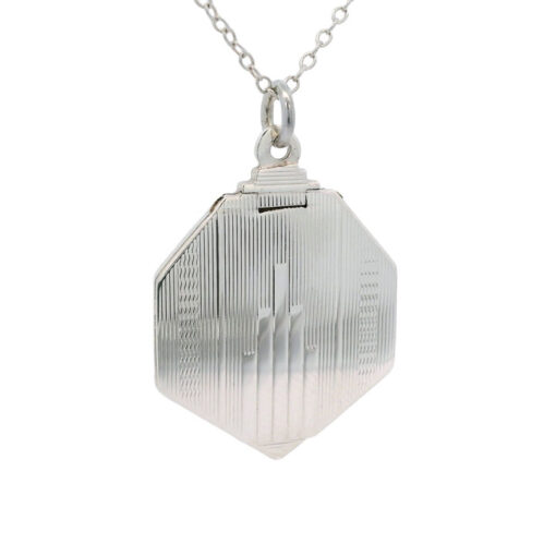 Art Deco Sterling Silver Heptagon Locket