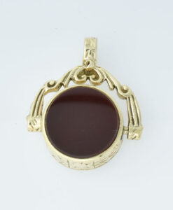9ct Gold Bloodstone and Cornelian Spinner Fob