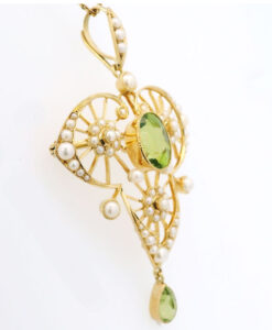Antique 15ct Gold Peridot and Pearl Pendant