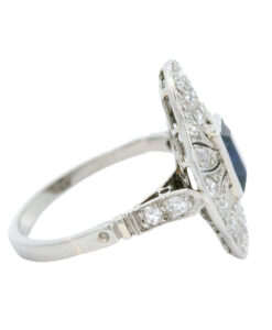 Platinum Art Deco Diamond and Sapphire Cluster Dress Ring