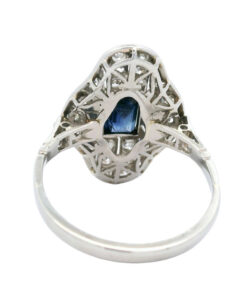 Platinum Art Deco Diamond and Sapphire Cluster Dress Ring