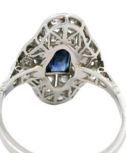 Platinum Art Deco Diamond and Sapphire Cluster Dress Ring