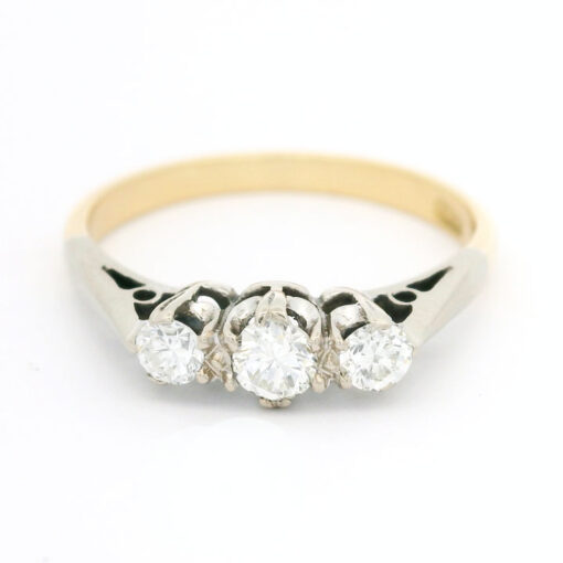 Vintage 18ct Gold Trilogy Diamond Ring c1960