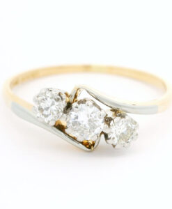 Vintage 18ct Gold and Platinum Diamond Three Stone Ring C1940