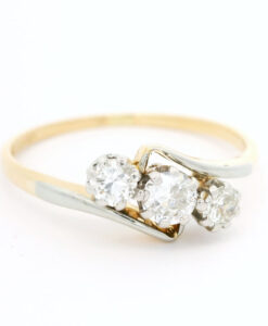 Vintage 18ct Gold and Platinum Diamond Three Stone Ring C1940
