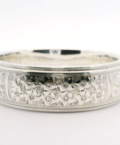 Vintage Sterling Silver Flower Bangle