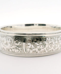 Vintage Sterling Silver Flower Bangle