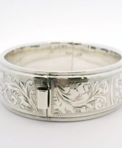 Vintage Sterling Silver Flower Bangle