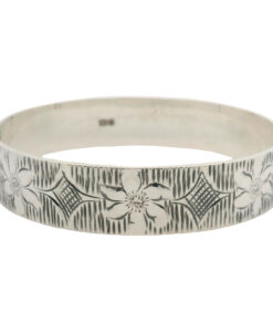 Vintage Sterling Silver Flower Bangle dated 1977