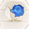 Arne Nordlie Norway Blue and White Guilloche Enamel Flower Brooch