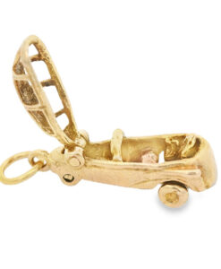 Vintage 9ct Gold Three Wheel Car Charm