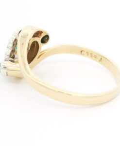 Vintage 9ct Gold Diamond & Emerald Daisy Cluster Ring