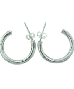 Sterling Silver Ribbed Hoop Earrings