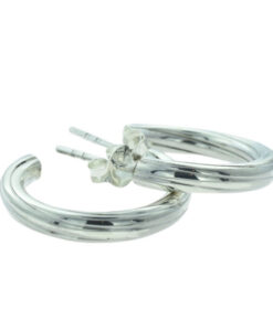 Sterling Silver Ribbed Hoop Earrings