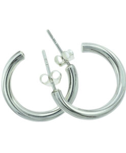 Sterling Silver Ribbed Hoop Earrings