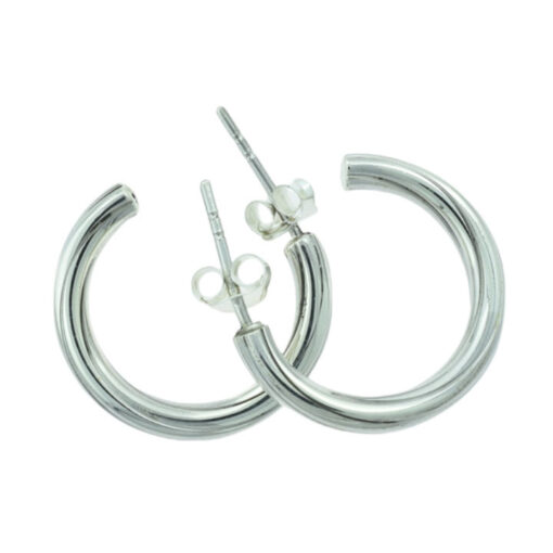 Sterling Silver Ribbed Hoop Earrings