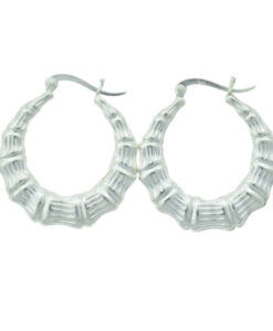 Sterling Silver Bamboo Creole Earrings 30mm