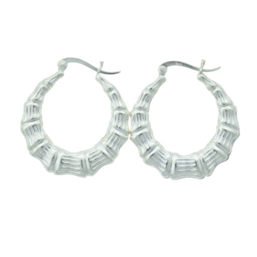 Sterling Silver Bamboo Creole Earrings 30mm