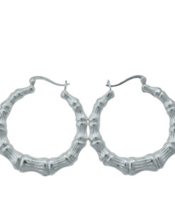 Sterling Silver Bamboo Creole Earrings