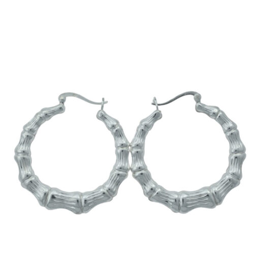 Sterling Silver Bamboo Creole Earrings