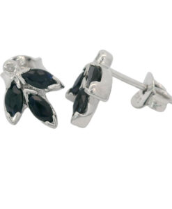 Sterling Silver Marquise Cut Sapphire and Diamond Earrings