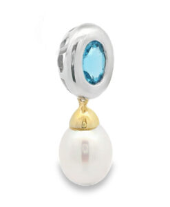 9ct Gold Blue Topaz and Pearl Drop Pendant
