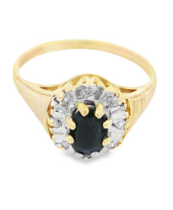 Vintage Gold Diamond and Sapphire Cluster Ring