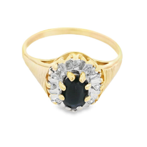 Vintage Gold Diamond and Sapphire Cluster Ring