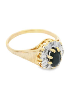 Vintage 9ct Gold Diamond and Sapphire Cluster Ring