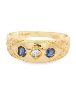 Victorian Gold Diamond and Sapphire Gypsy Ring