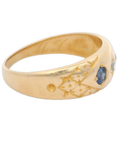 Victorian 18ct Gold Diamond and Sapphire Gypsy Ring