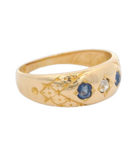 Victorian 18ct Gold Diamond and Sapphire Gypsy Ring