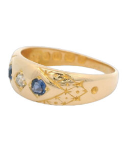 Victorian 18ct Gold Diamond and Sapphire Gypsy Ring