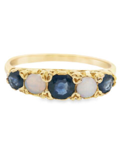 9ct Gold Sapphire and Opal Boat Ring